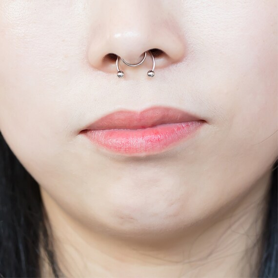Sliver Nose Cuff - handmade thin crescent septum cuff fake nose