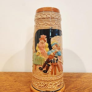 Vintage Ceramic Beer Stein Made in Japan w/ APEX Quality Sticker, Large German Style Beer Stein, Oktoberfest Beer Stein, Vintage Beer Stein