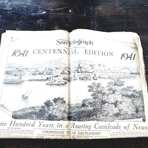 Vintage Centennial 1941 Pittsburgh Sun Daily News Newspaper, Rare Commemorative 100 Years Pittsburgh PA Newspaper, Memorabilia News 100 Yrs