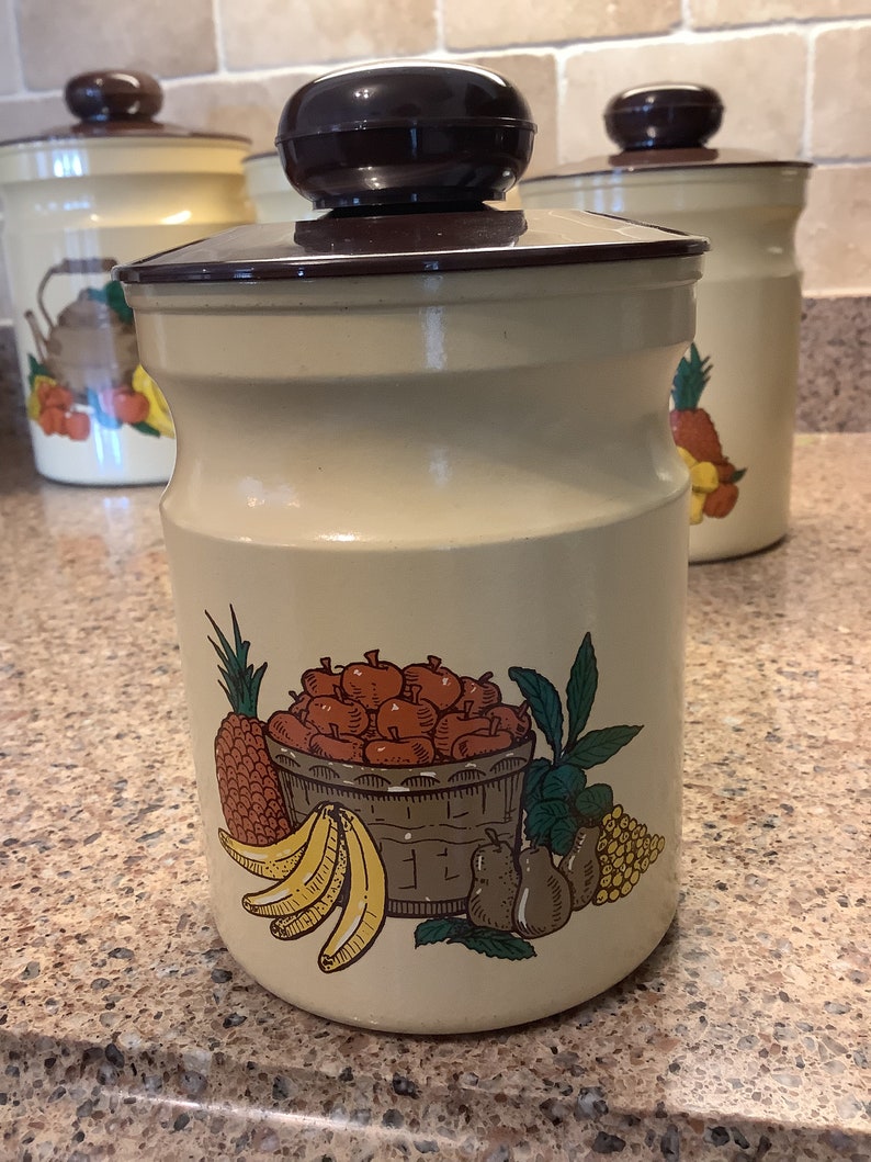 Vintage Metal Canister Set Kromex Canister Set of Four Lidded Etsy