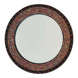 Vintage Mirror, Glass Mosaic Mirror, Decorative Wall Mirror, Red Mosaic Mirror, Maximalist Glass Stone Wall Mirror, Gothic Style Wall Mirror