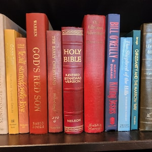 Religious Books, Vintage Bundle of Religious Books, Christian Books, Books on Christianity, Bibles, Books on Religion, Colorful Books