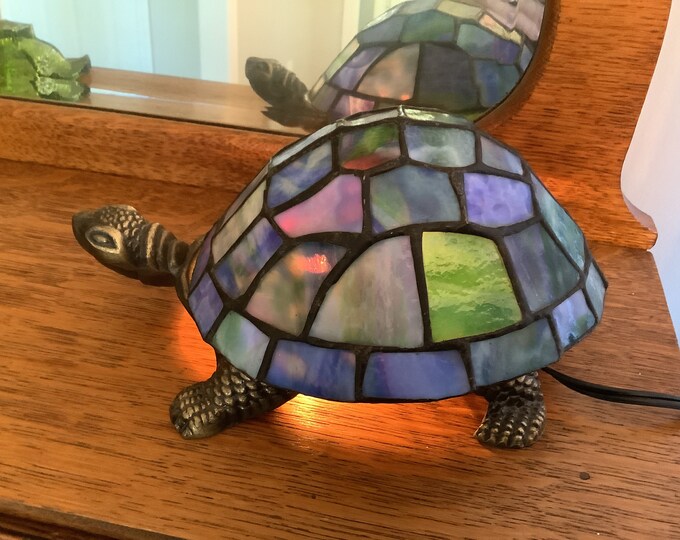 Vintage Stained Glass Turtle Lamp Vintage Lamp Decor Accent Etsy