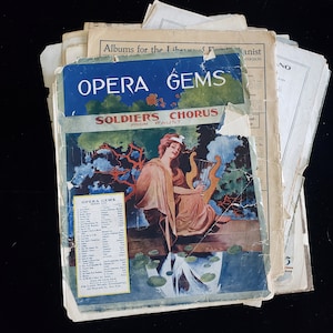 Opera Sheet Music, Antique Sheet Music, Large Old Sheet Music, Vintage Hymn Piano Book Sheet Music, Antique Craft Paper Ephemera, Music Gift