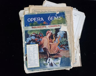 Opera Sheet Music, Antique Sheet Music, Large Old Sheet Music, Vintage Hymn Piano Book Sheet Music, Antique Craft Paper Ephemera, Music Gift