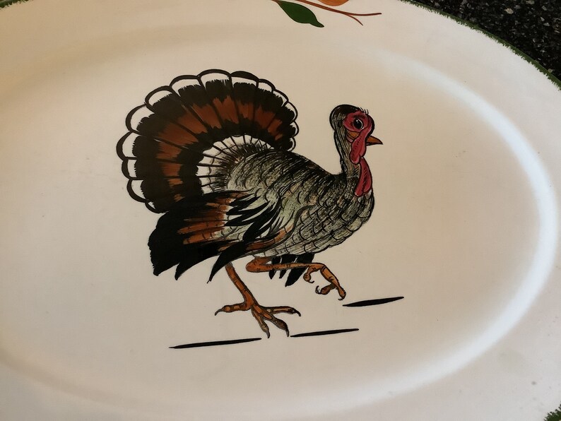 Thanksgiving Platter Turkey Platter BLUE Ridge Pottery Oval Etsy