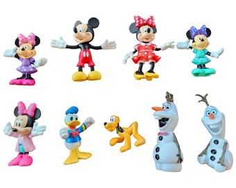 Disney Figurines, Mickey Mouse, Minnie Mouse, Donald Duck, Pluto, Olaf Figurines, Bundle of Disney Toys, Kids Pretend Play, Creative Play