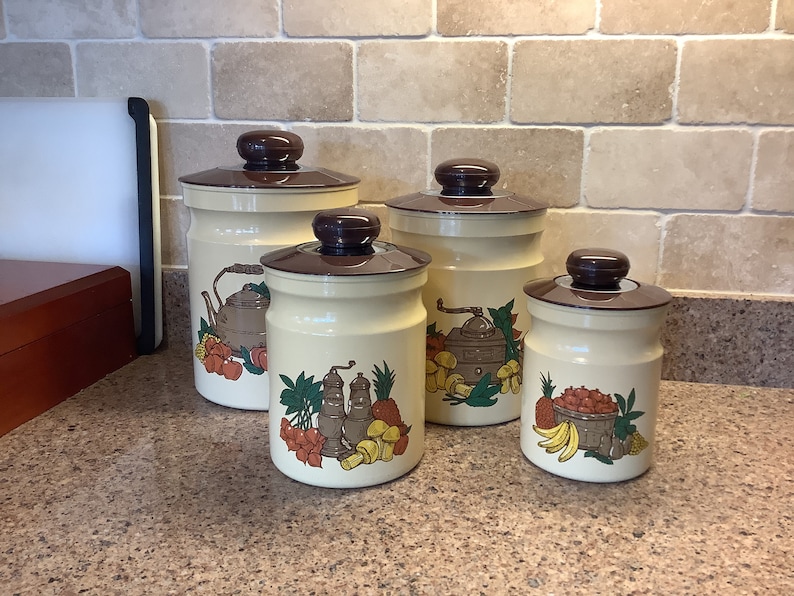 Vintage Metal Canister Set Kromex Canister Set of Four Lidded Etsy