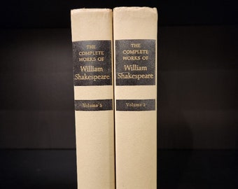 Vintage Complete Works of Shakespeare 1950 Hard Cover Volume I and II Books, William Shakespeare All the Plays All the Poems Vol. I & II
