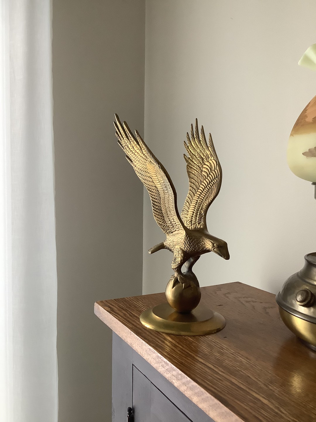 Vintage Brass Eagle Figurine Eagle in Flight Eagle Perched Etsy