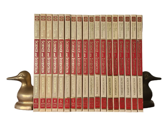 Vintage Science and Invention Encyclopedia Book Set (18 Volumes), Bundle of Hardcover How Science & Invention Works Books, Kids Room Books