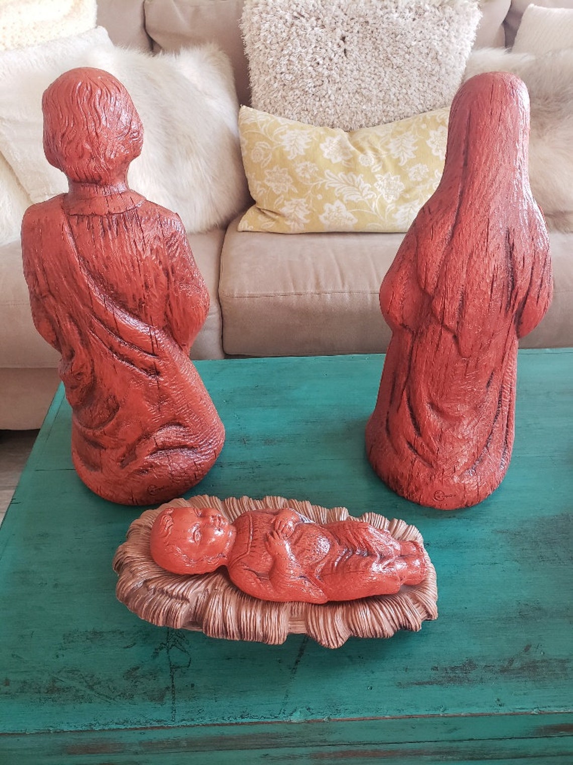 Vintage Blow Mold Empire Nativity Set Mary Joseph Baby Etsy