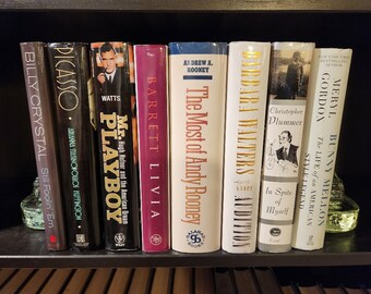 Autobiographies, Biographies, Book Bundle (8), Fill a Bookshelf, Barbara Walters, Hugh Hefner, Picasso, Billy Crystal, Andy Rooney, Plummer