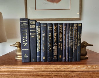 Books by Color, Decorative Books, Black Books w/ Gold Lettering, Decorative Book Bundle, Home Staging, Black Book Decor, Book Decor Bundle