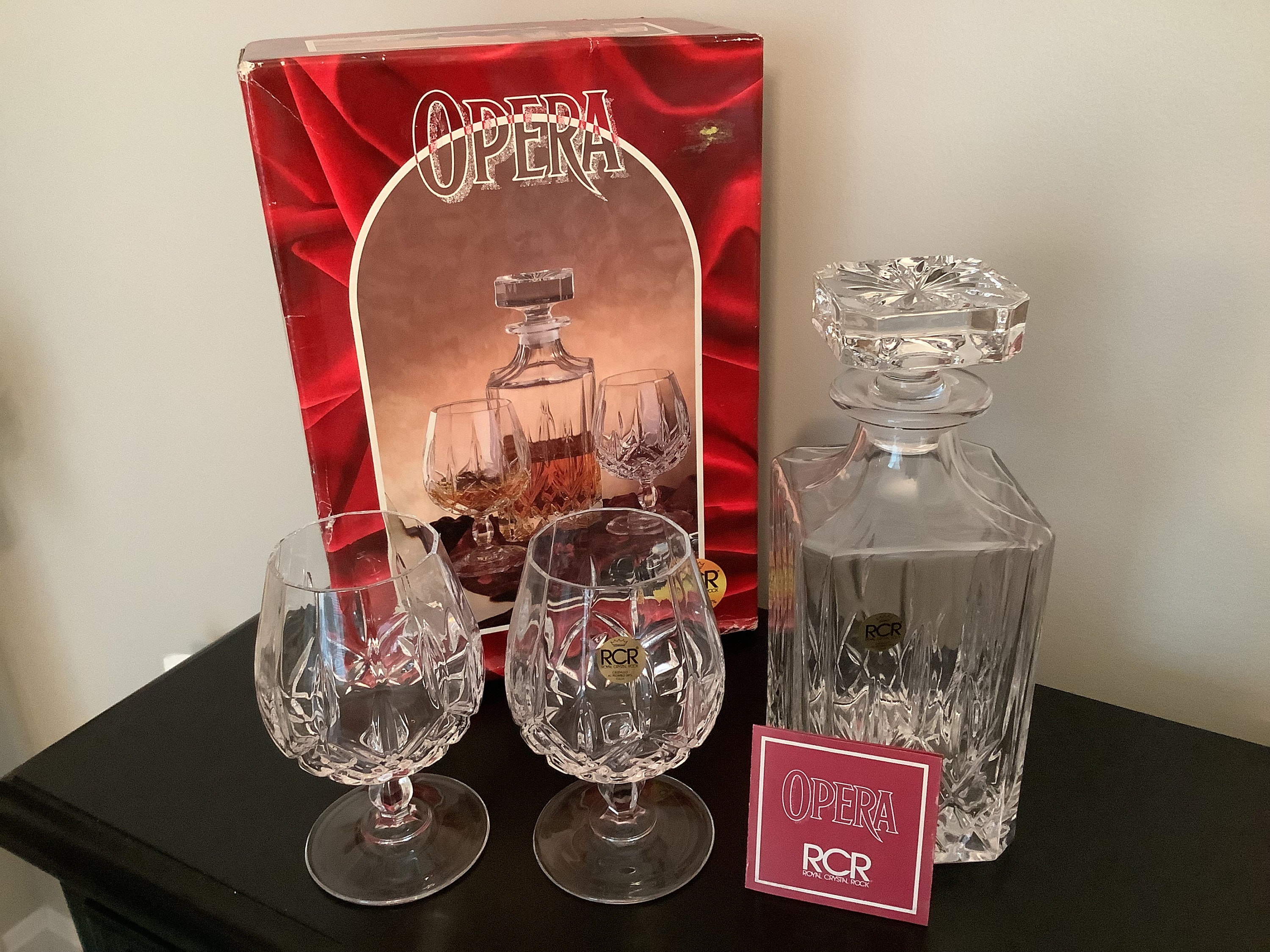 Vintage OPERA Royal Crystal Rock Liquor Set, new in Box, Decanter