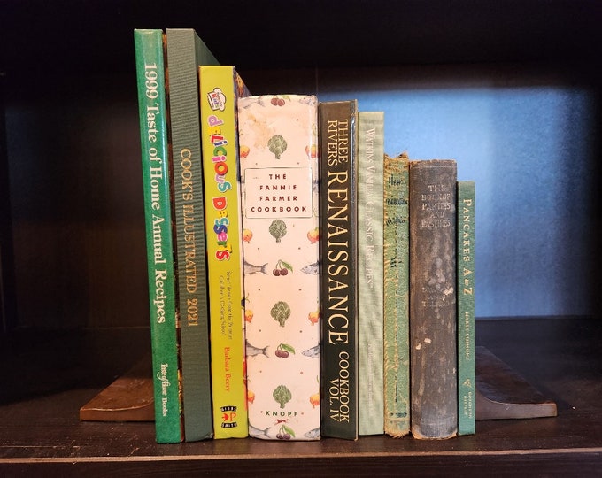 Vintage Cookbooks, Decorative Cookbooks for Kitchen Home Staging