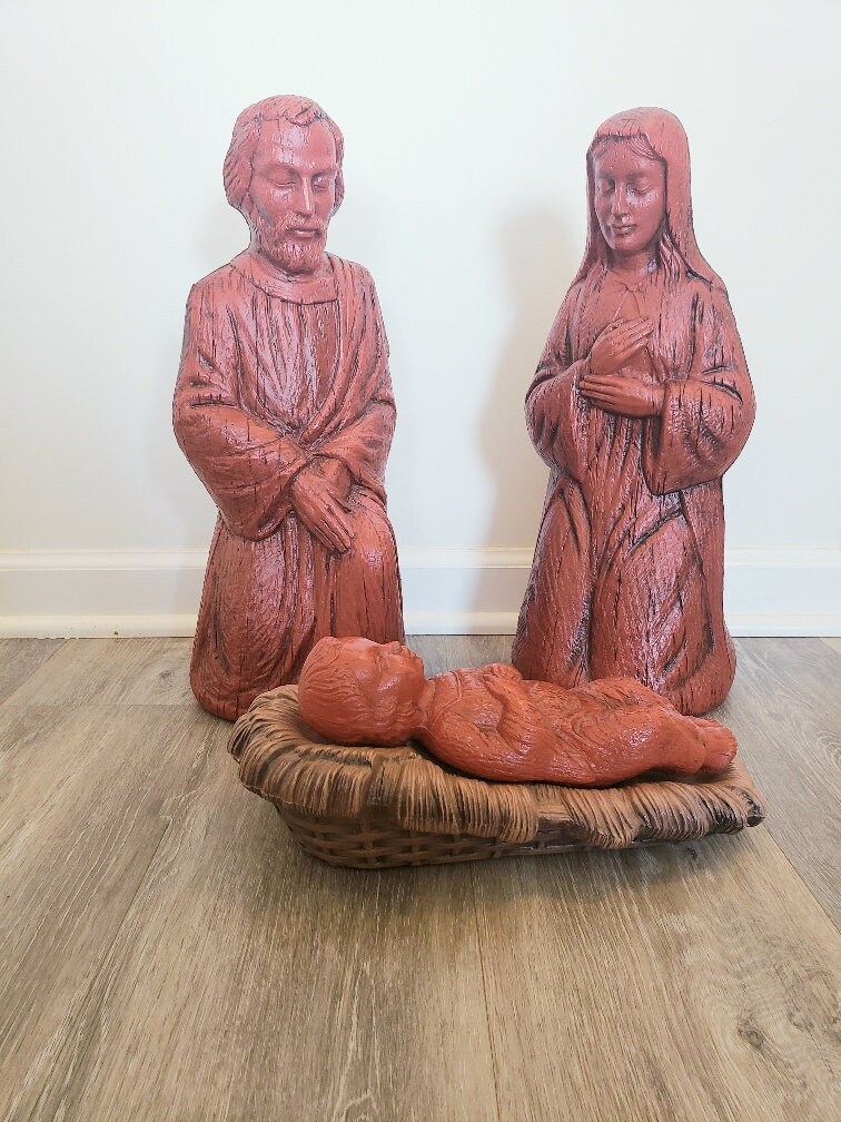 Vintage Blow Mold Empire Nativity Set Mary Joseph Baby Etsy
