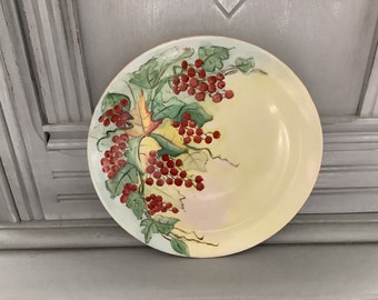 Leaves and Berries Plate, Hand-Painted Collector’s Plate, Vintage Hand-Painted Artist Signed M. Mansell Leaves and Berries Collector Plate