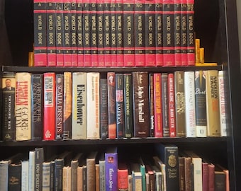 Vintage History Books, Curated Library Decor, Designer Book Staging, Vintage Book Staging, Movie Props, Build a Library, Shelf of Books