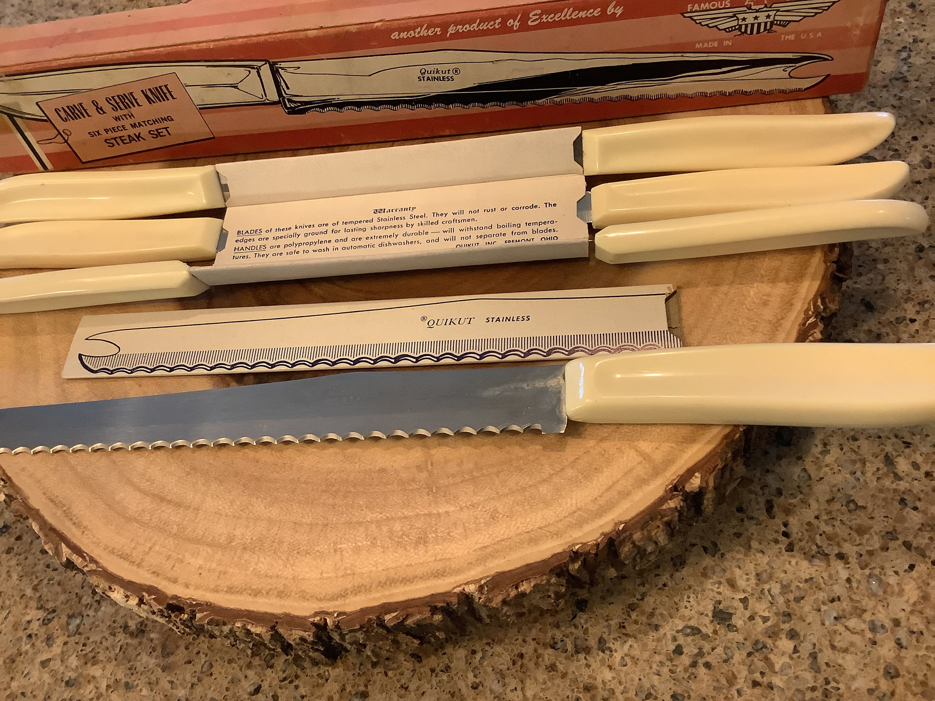 Vintage Famous Quikut Stainless Knife Set Carve and Serve Etsy