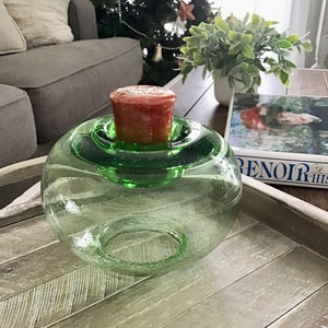 Green Bubble Bowl Votive Candle Holder, Southern Living at Home Green Holiday Decor, Artsy Green Candle Holder, Green Bubbled Candle Holder