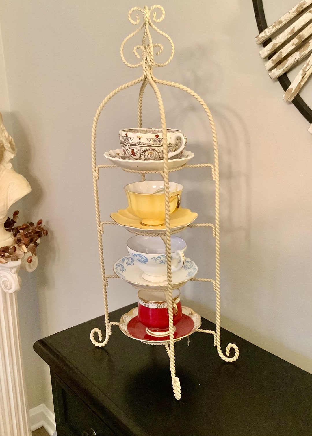 Beautiful 4 Tiered Teacup Display Stand With 4 Collectible Etsy