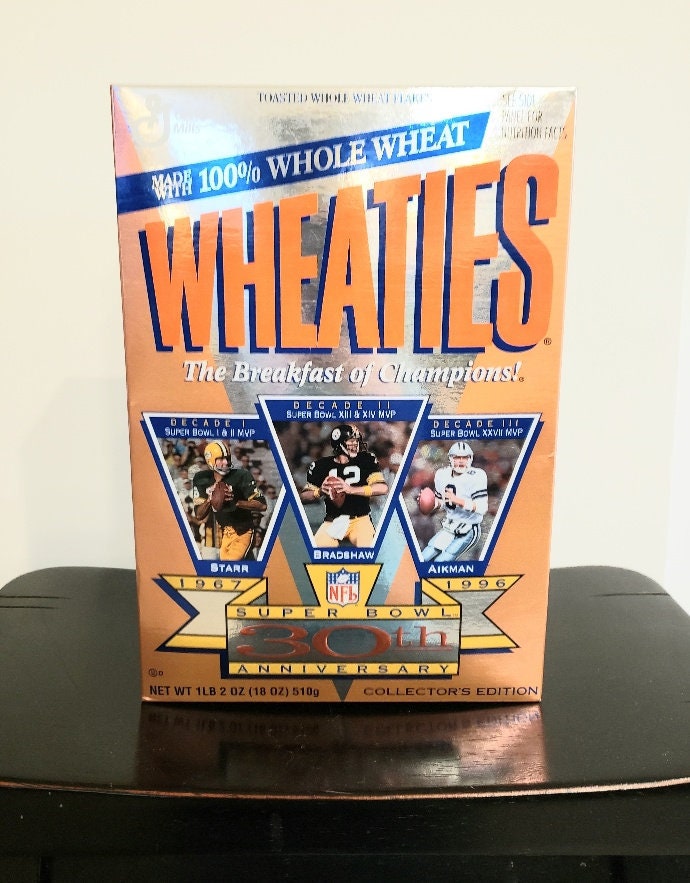Vintage Super Bowl 30th Anniversary 1996 Wheaties Box/football