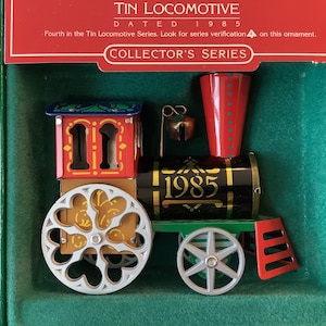Vintage 1985 Hallmark Keepsake Pressed Tin Locomotive Series Train,  New in Box, Rare Find, Fourth in Series, Hallmark Ornament, Collectible