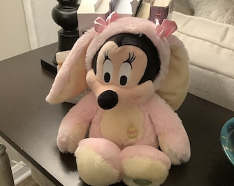 Vintage Minnie Mouse Easter Bunny Plush, “Genuine Original Authentic Disney Store”, Patch on Foot,  Easter Gift, Pale Pink Easter Bunny Suit