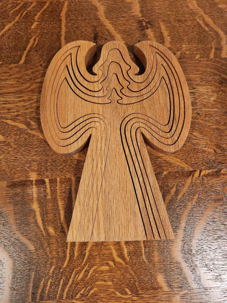 Handcrafted Wooden Angel Sculpture, Accordion Wooden Angel Figurine ...