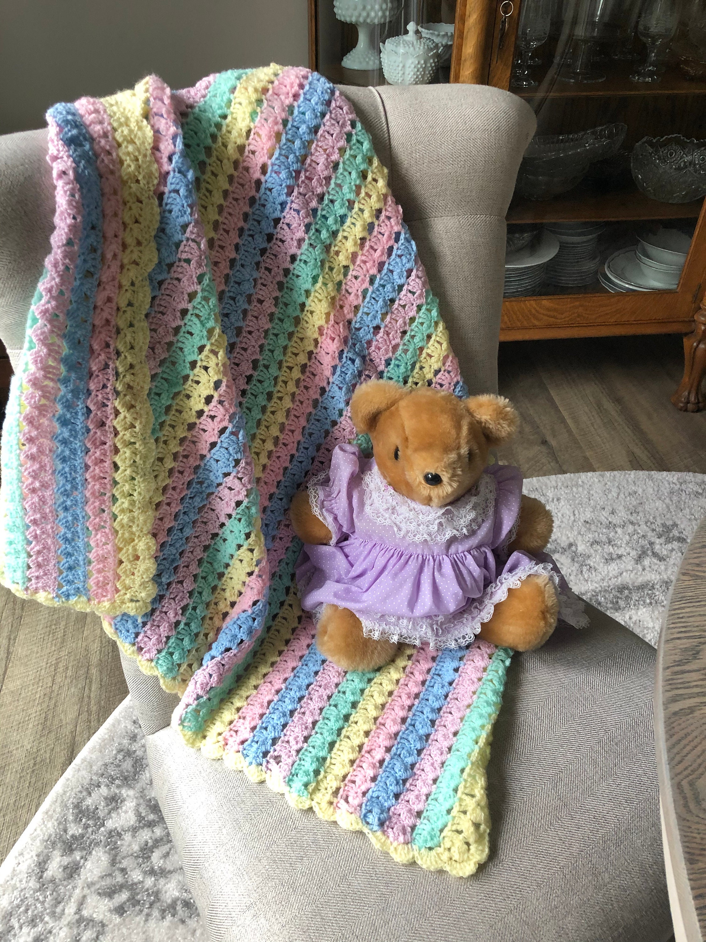 Hand made Baby Blanket Teddy Bear Bundle Crocheted Baby Bedding Blanket Vintage Teddy Bear Stuffed Animal Teddy Bear New Baby Gift Etsy Canada