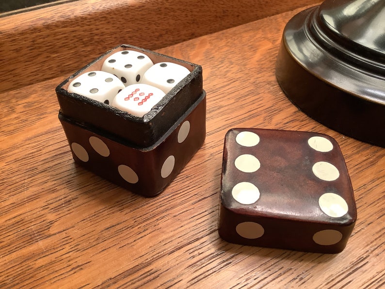 Vintage Italian Leather Dice Box With Dice Made in Italy Etsy