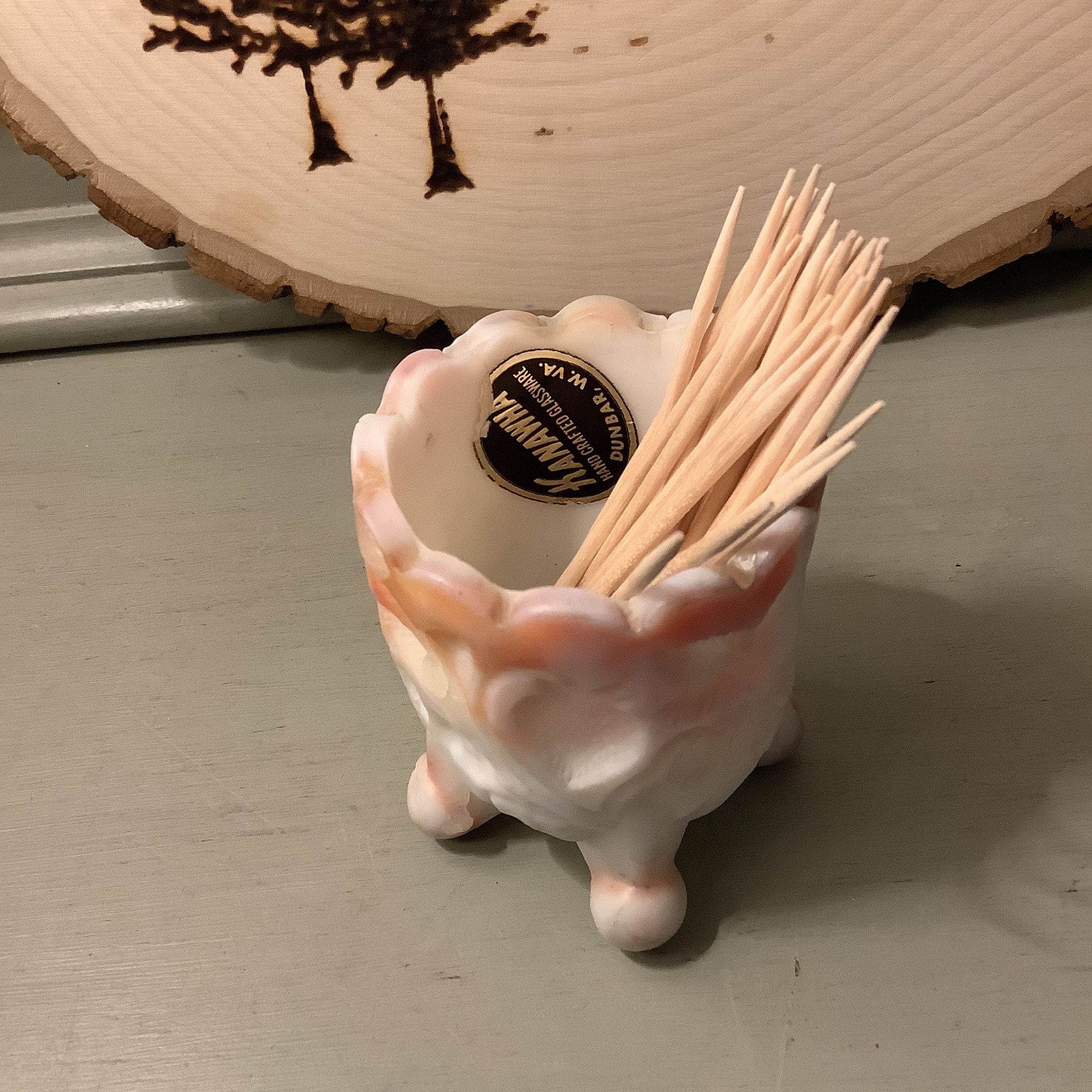 Vintage Kanawha Slag Glass Toothpick Holder Inverted Etsy