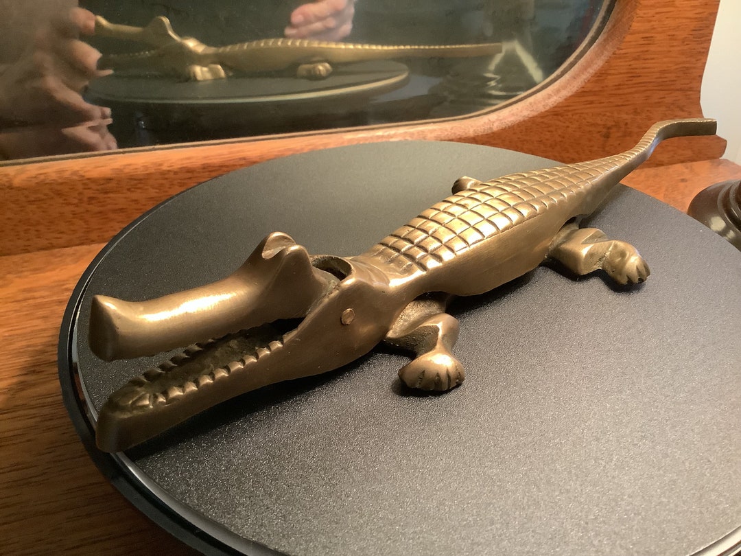 Vintage Brass Crocodile/ Alligator Nutcracker, 1960 Mid Century Brass