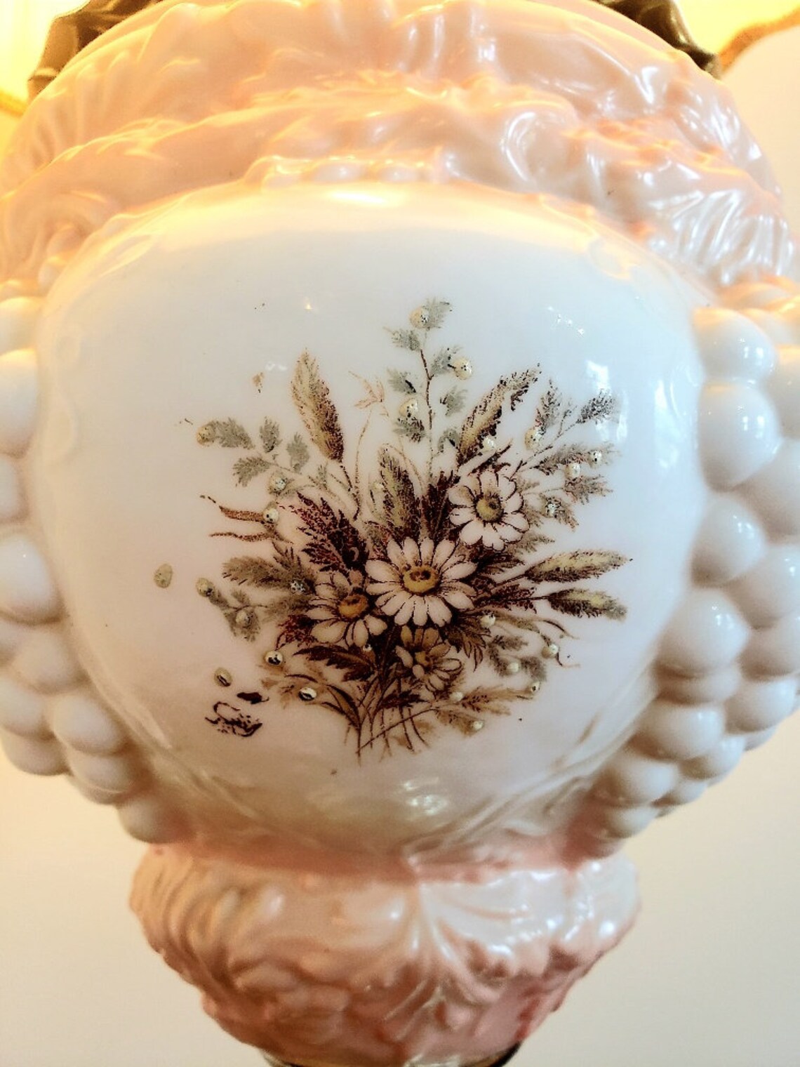 Vintage Lamp Vintage Milk Glass Table Lamp Tall Glass Lamp Etsy