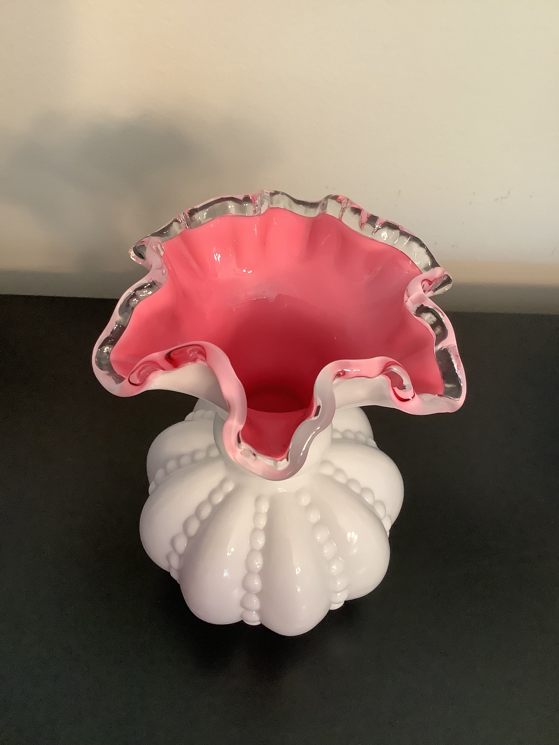 Fenton ローズクレスト メロンシェイプ ヴィンテージフラワーベース 大きめ Amazon.co.jp: Fenton ローズクレスト メロンシェイプ