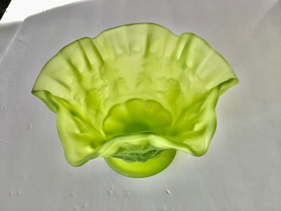 WESTMORELAND Green Satin Glass Candy Bowl, Westmoreland WESTMORELAND Green Satin Glass Candy Bowl, Westmoreland
