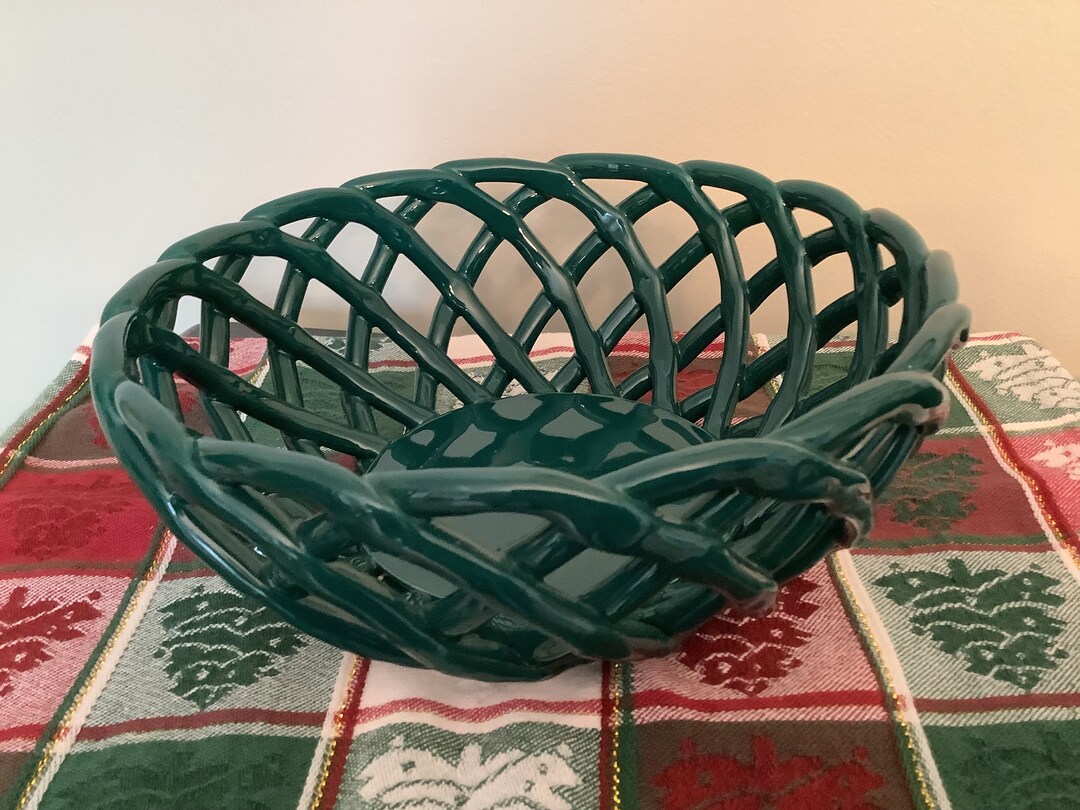 Pioneer Woman Stoneware Bread Basket, Green ocean Teal Stoneware Bread