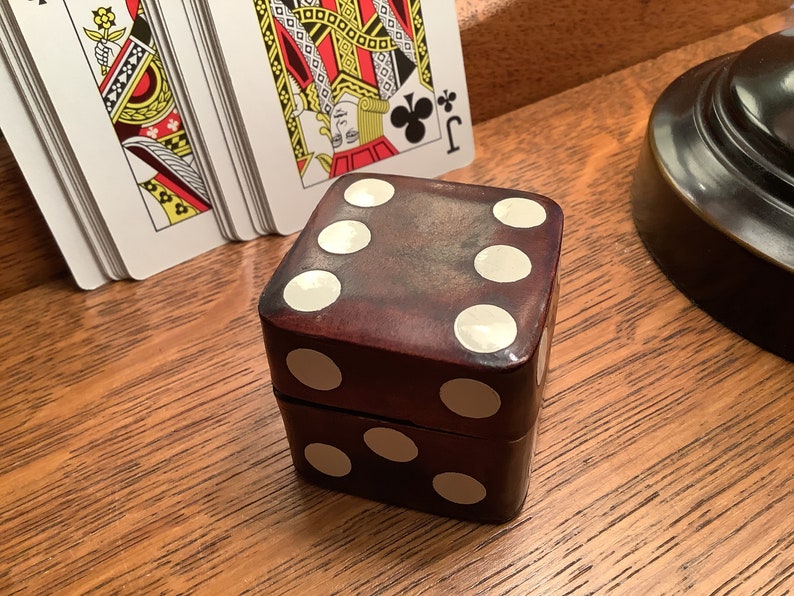 Vintage Italian Leather Dice Box With Dice Made in Italy Etsy