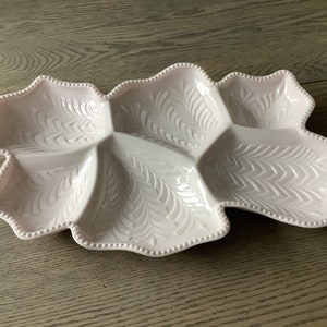 Vintage Pink Milk Glass Divided Platter, Jeannette Glass, Wedding or Baby Shower Decor, Dresser Jewelry Tray,  Appetizer Tray, Free Shipping