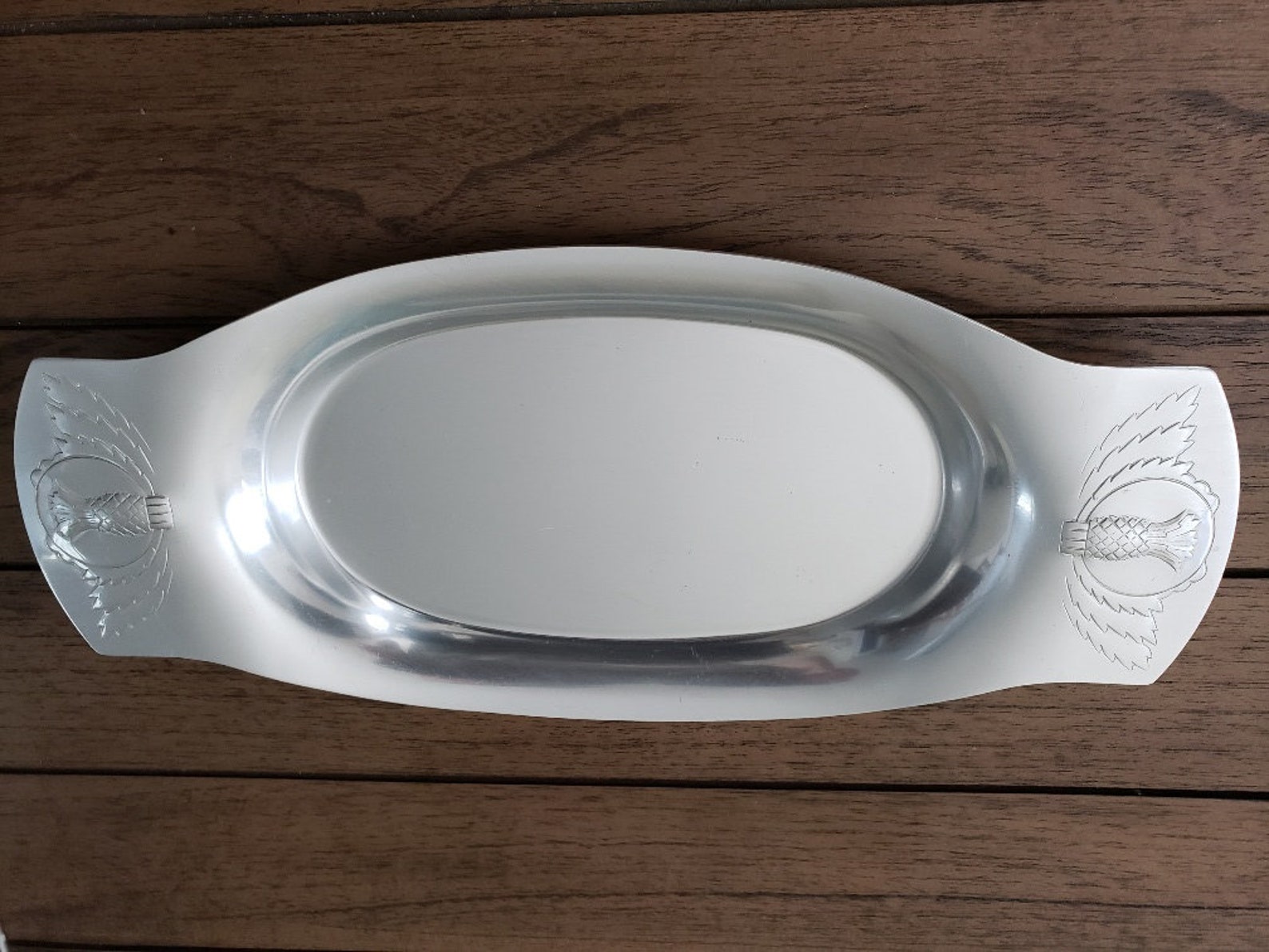 Kensington Pineapple Serving Tray Vintage Oval Aluminum Etsy