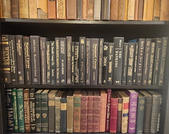 Fill a Bookshelf, Black Books w/ Gold Lettering, Black Books Bundle (28), Home Library Staging, Black Book Home Decor, Movie Set Staging