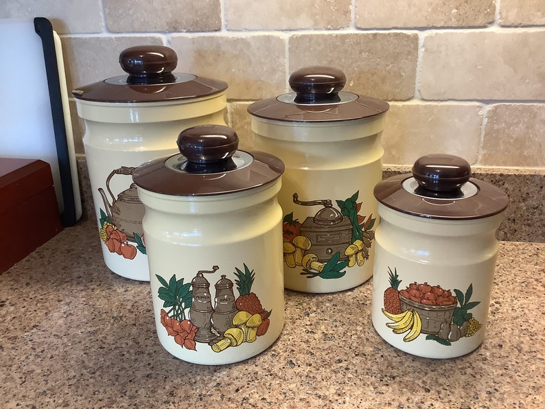 Vintage Metal Canister Set Kromex Canister Set of Four Lidded Etsy