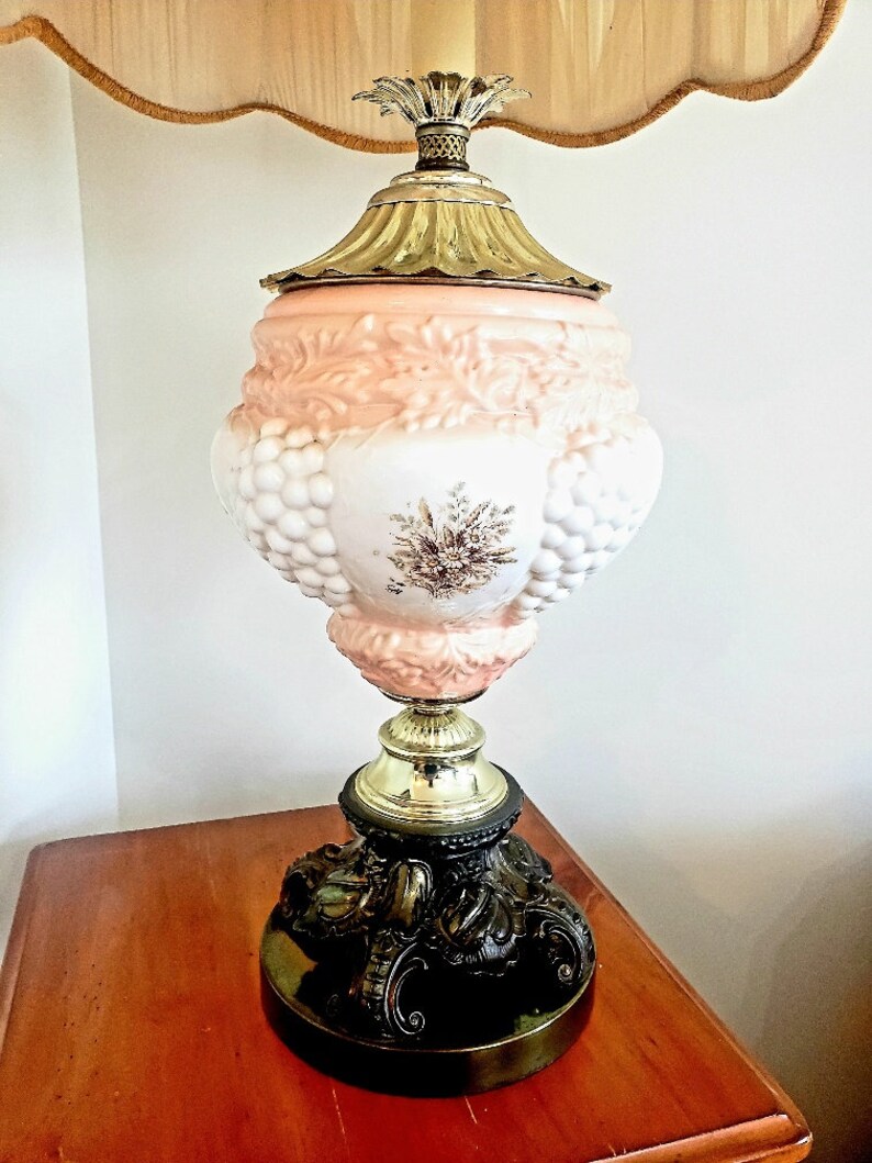 Vintage Lamp Vintage Milk Glass Table Lamp Tall Glass Lamp Etsy