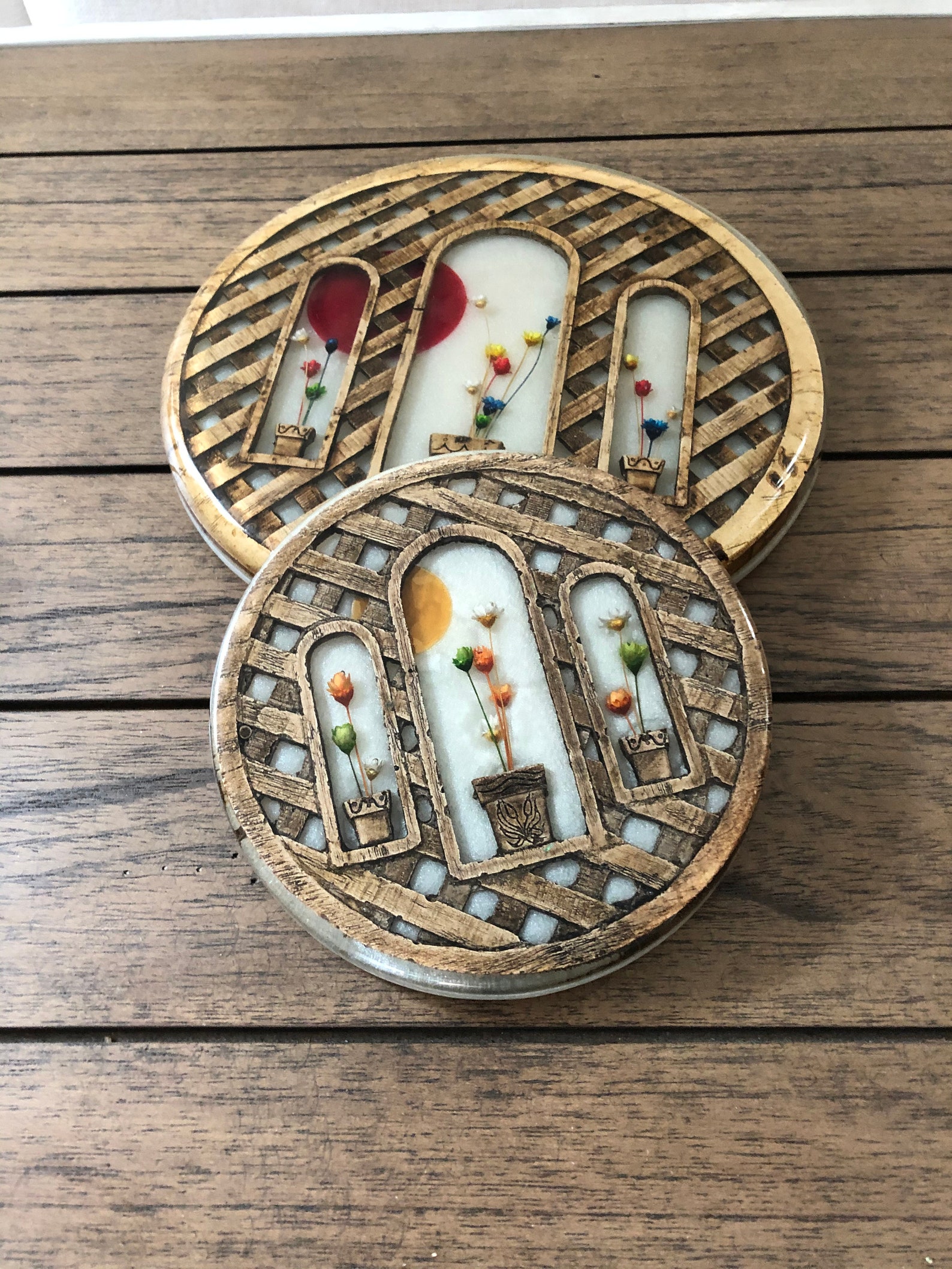 Vintage Resin Trivets Resin Lucite 70s Trivets PAIR Etsy