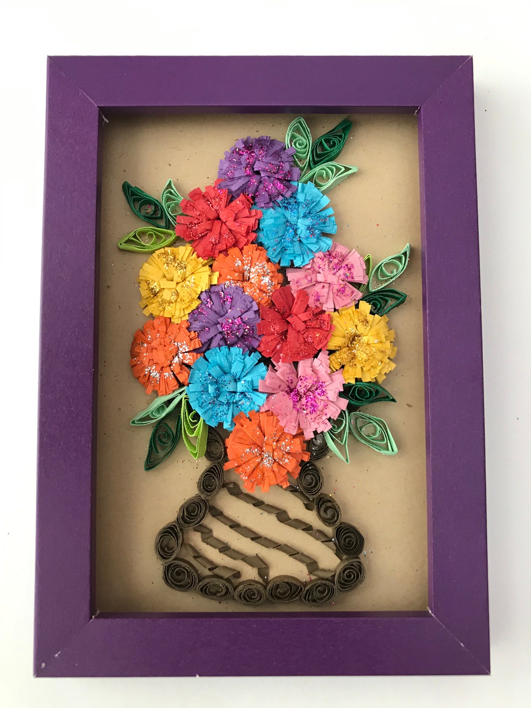 Flower Vase Paper Quilling With Frame Etsy UK