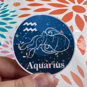 Aquarius Zodiac Sticker | Glitter Sticker | Waterproof Sticker | Aquarius  | Zodiac Sticker |