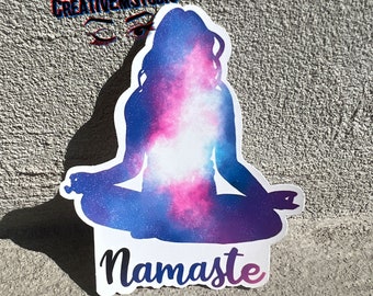 namaste sticker | yoga sticker | galaxy | meditation | colorful | sticker for yoga people