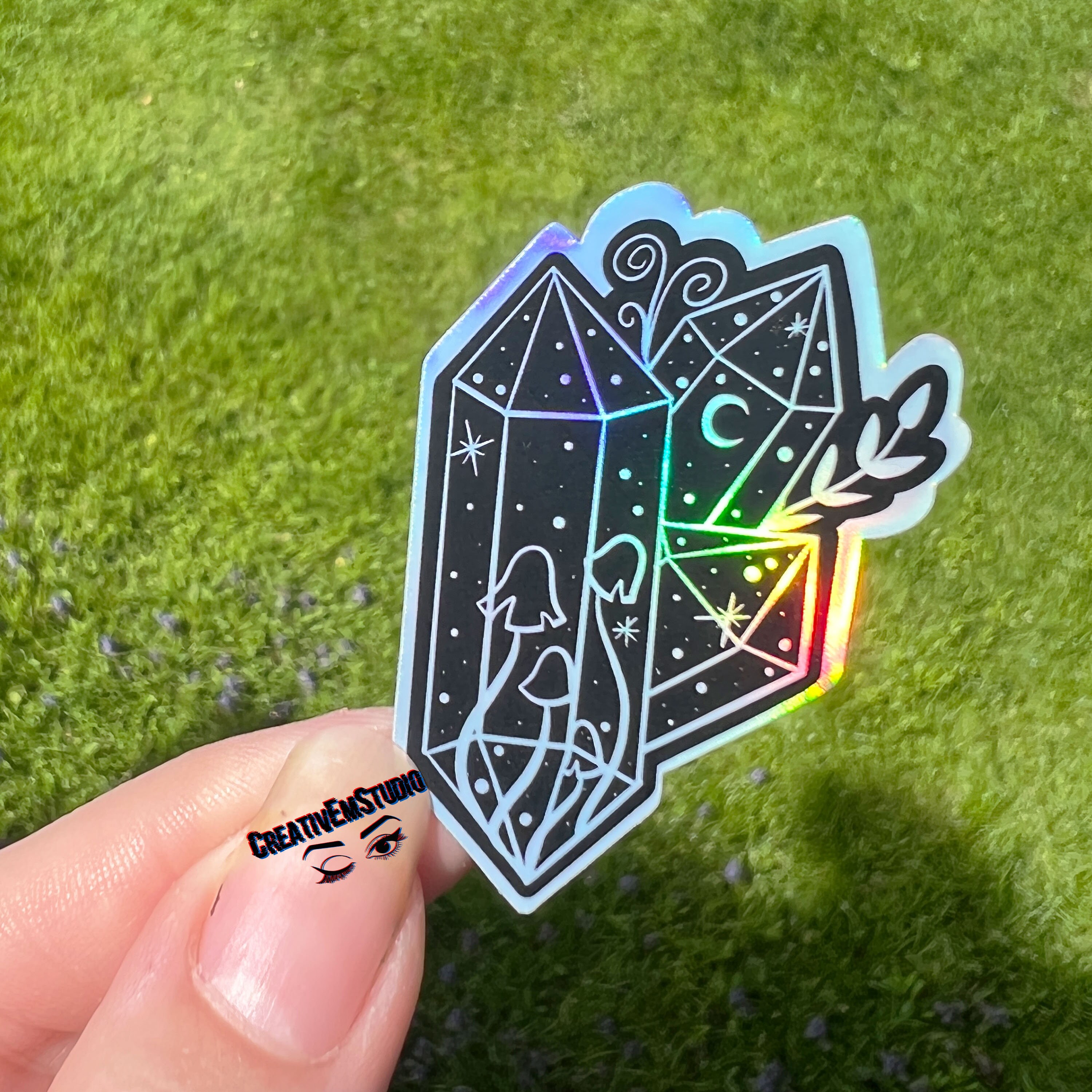 Holographic Crystal Stickers 3 Pack Large Holographic Vinyl Sticker Die Cut  Holo Decal Towers Witchy Shiny Magic Gems 
