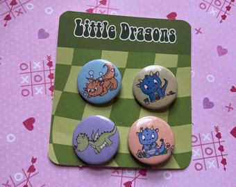 Little Dragons Pins | Pinback Button | Cartoon Pins | Pins Set | Small pins set | Dragon | mythical creature